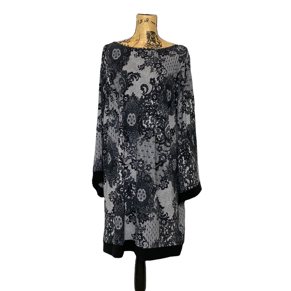 NWT Black Floral Boho Plus Size Sheath Dress 2X
